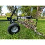 Field Tuff 60" Pine Straw Rake - 26 Spring Steel Tines, 12" Pneumatic Wheels, Lift Handle, Tow-Behind Yard Cleanup