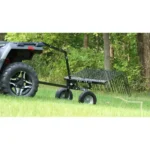 Field Tuff 60" Pine Straw Rake - 26 Spring Steel Tines, 12" Pneumatic Wheels, Lift Handle, Tow-Behind Yard Cleanup - Image 4